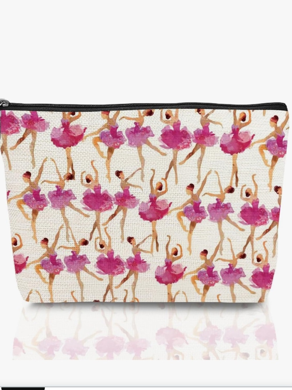 🚘 🆕 Ballet Dancers Print Cosmetic Bag - Pink Tutu Design